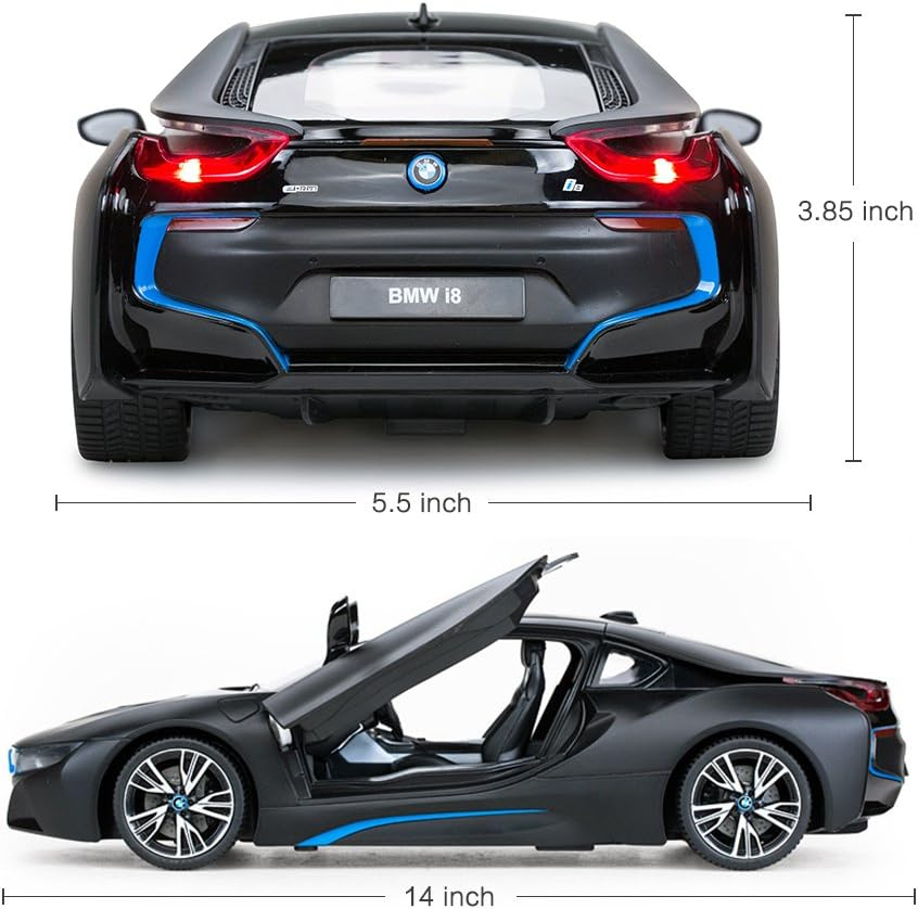 RASTAR BMW Remote Control Car, 1/14 BMW I8 RC Toy Model Vehicle for Kids, Open Doors by RC - Matt Black image number 5