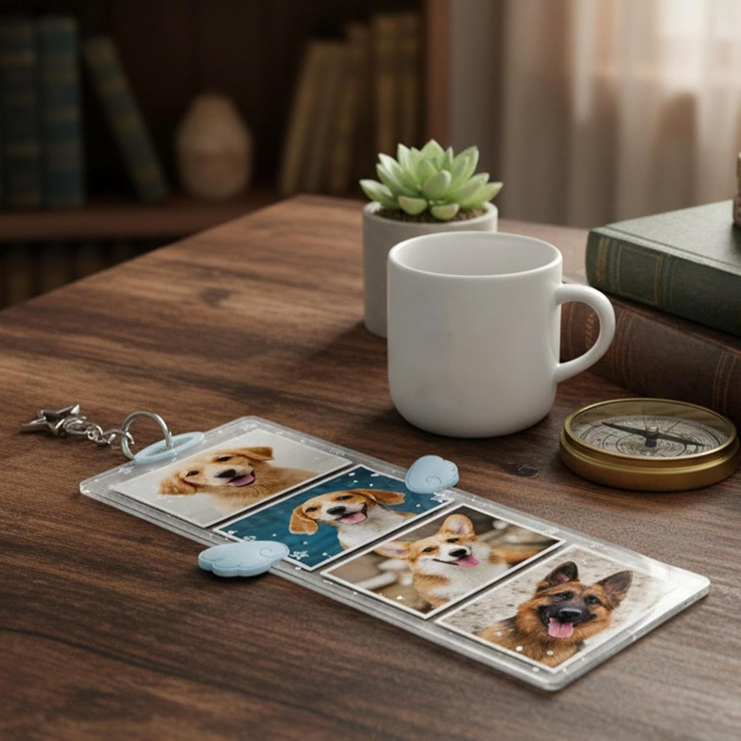 Picture Keychain,17X9Cm Cute Acrylic Clip - Picture Keychain Holder DIY Photo Ornaments | for Women Friends Bag Purse Wallet Pocket Valentines Day Birthday Holiday Party - Blue image number 3