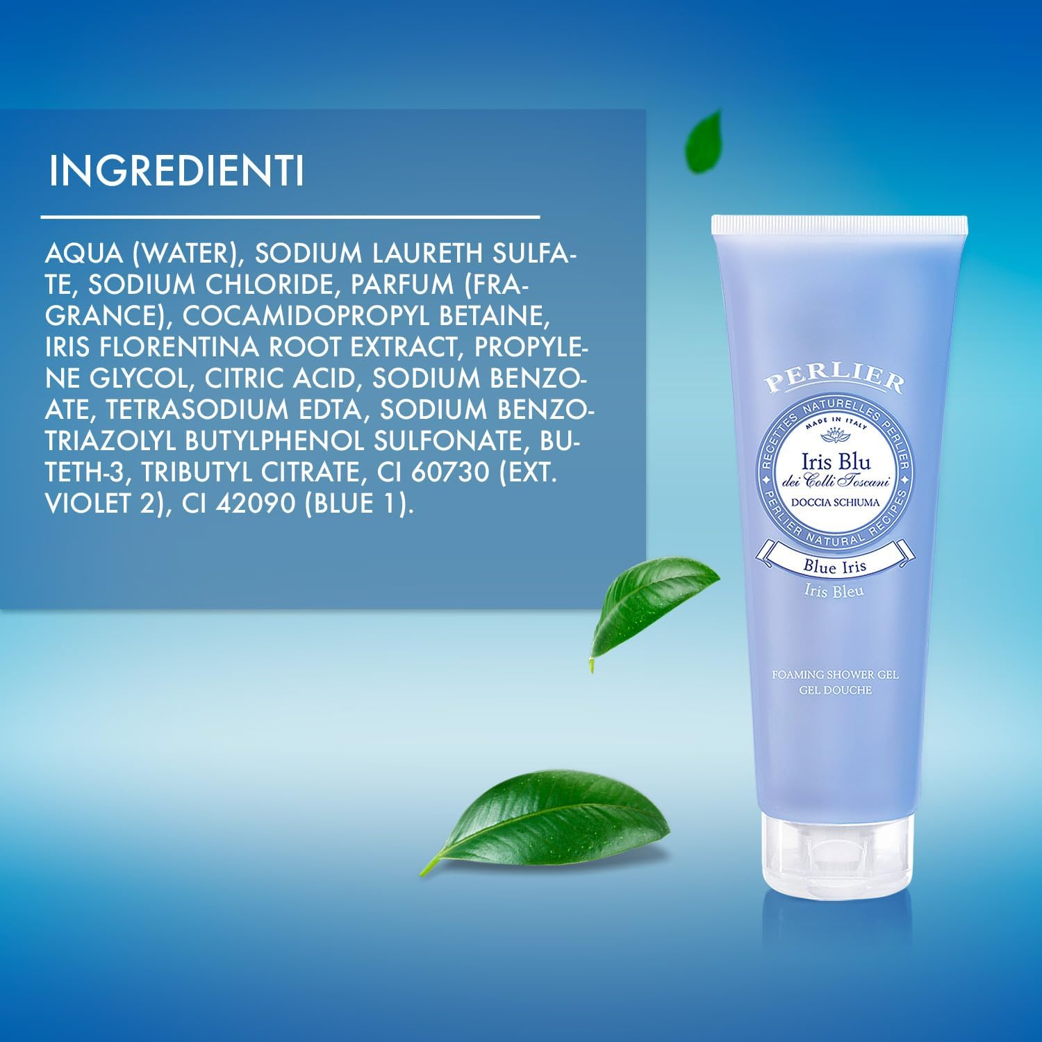 Perlier: "Iris Blu" Shower Foam, Blue Iris Scent - 8.4 Fluid Ounces (250Ml) Tube [ Italian Import ] image number 2