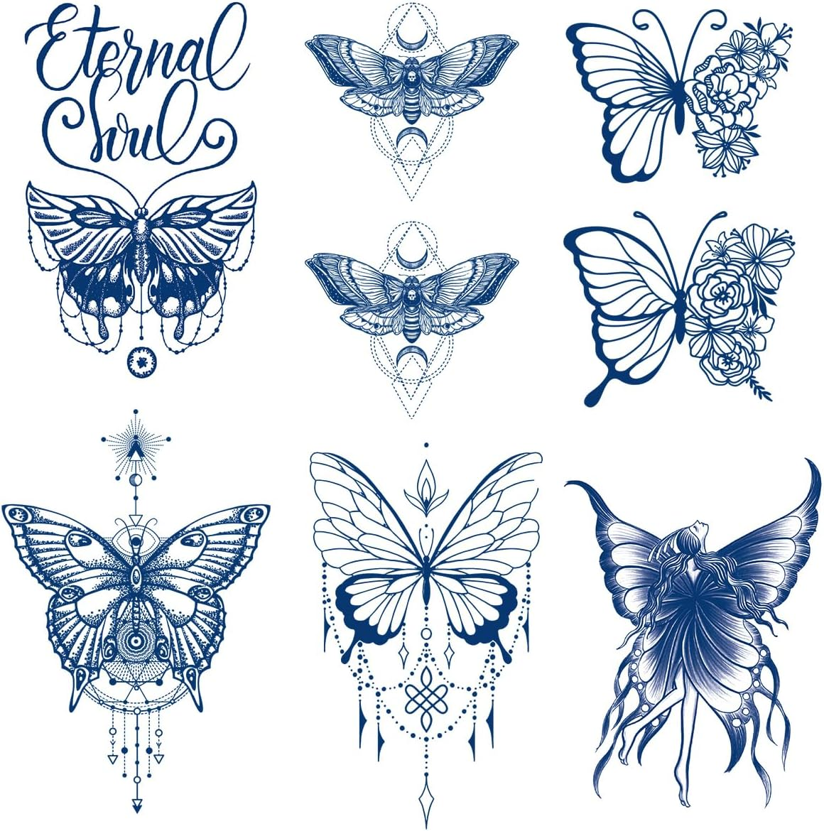 Semi-Permanent Butterfly Temporary Tattoos, 6-Sheet 2 Weeks Long Last Waterproof Tattoos,Plant-Based Ink Tattoos Sticker for Adult Children image number 6