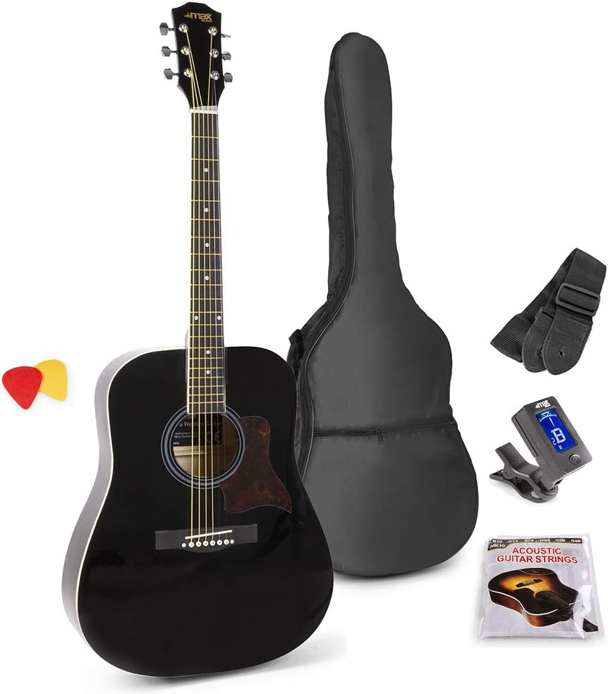 MAX Solojam Black Western Steel String Acoustic Guitar Pack image number 3