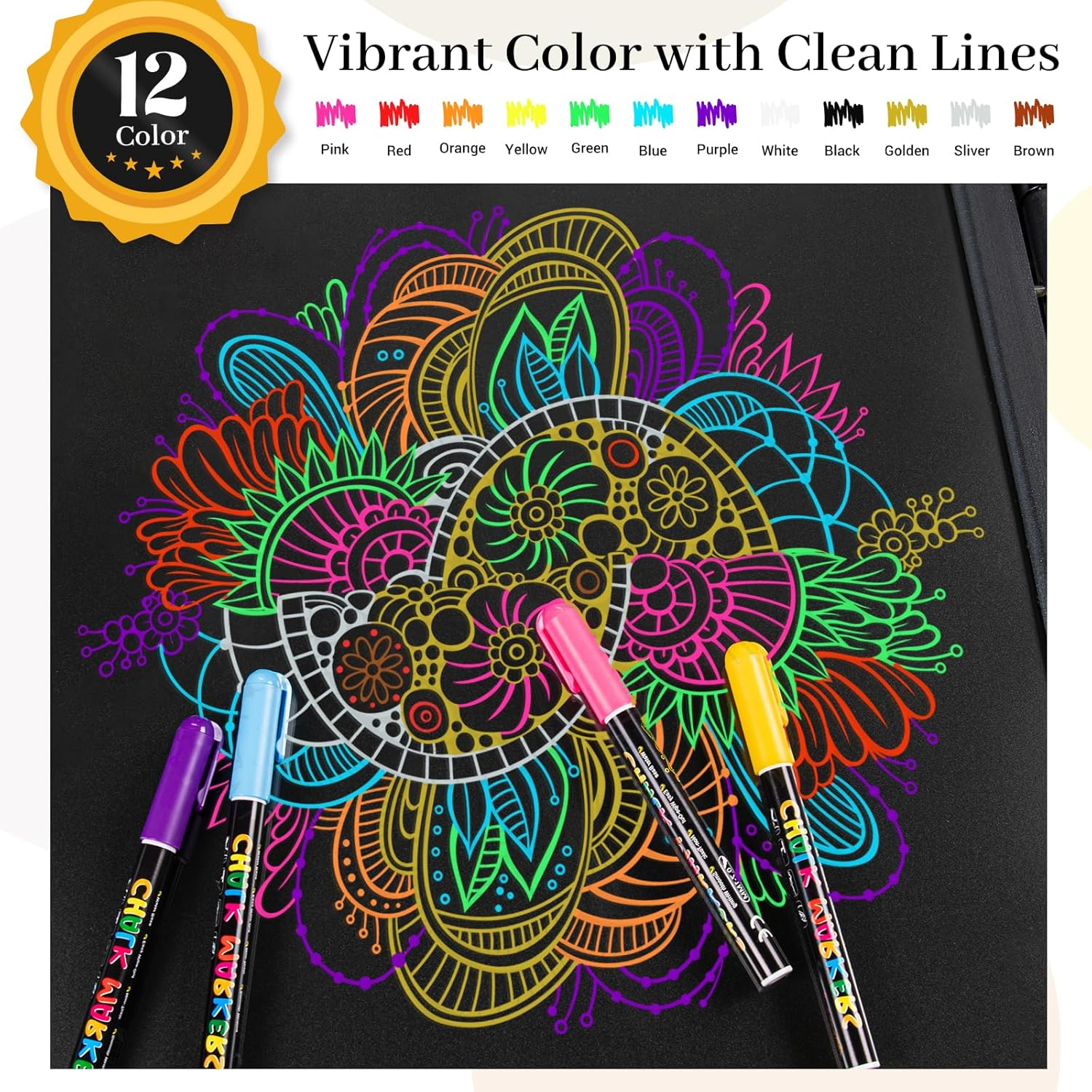 JR.WHITE Liquid Chalk Markers - Erasable 1Mm Fine Tip Chalk Pens, Whiteboard, Glass & Chalkboard Markers, Wet Erase for School, Restaurant, Fridge Calendar, Signs image number 5