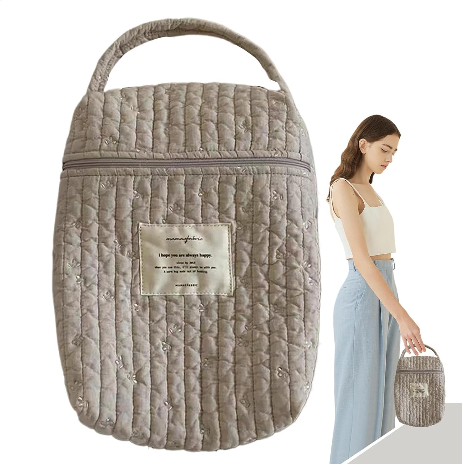 Generisch Baby Nursery Cotton Quilted Diaper Caddy - Portable Nappy Organizer Soft Nappy Stack for Pacifiers and Wipes image number 3