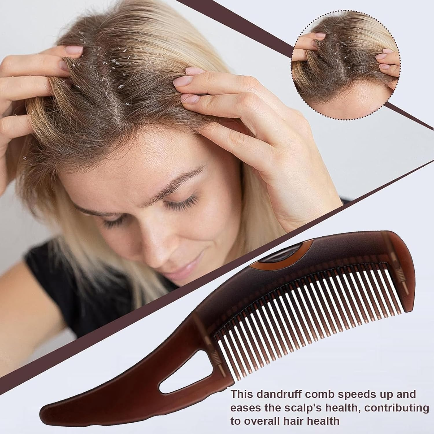Hollow Comb Temperate Hair Care Comb Hair Brush Detangling Hair Comb Exfoliating Comb for All Hair Types and Populations Promotes Healthy Scalp and Shiny Hair - Brown image number 7