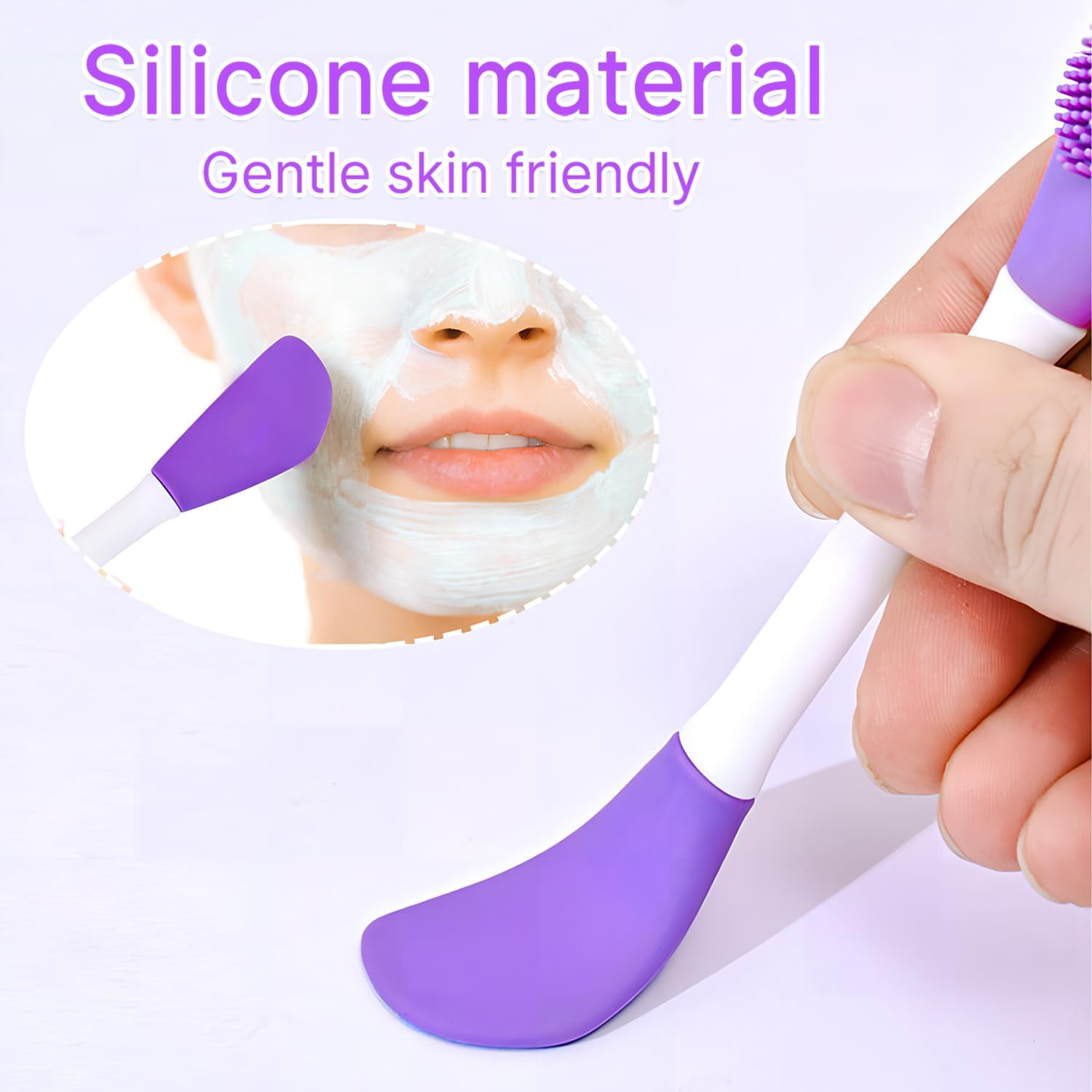 2 Silicone Facial Cleansing Brushes, Face Mask Skin Care Brush for Pore Cleansing (Purple)