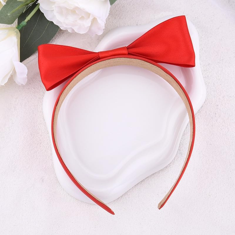 Bow Headbands for Women Red Bowknot Headband Hairband with Bow Head Bands for Women'S Hair Non Slip Christmas Headbands for Girls Women Cosplay Costume Accessories