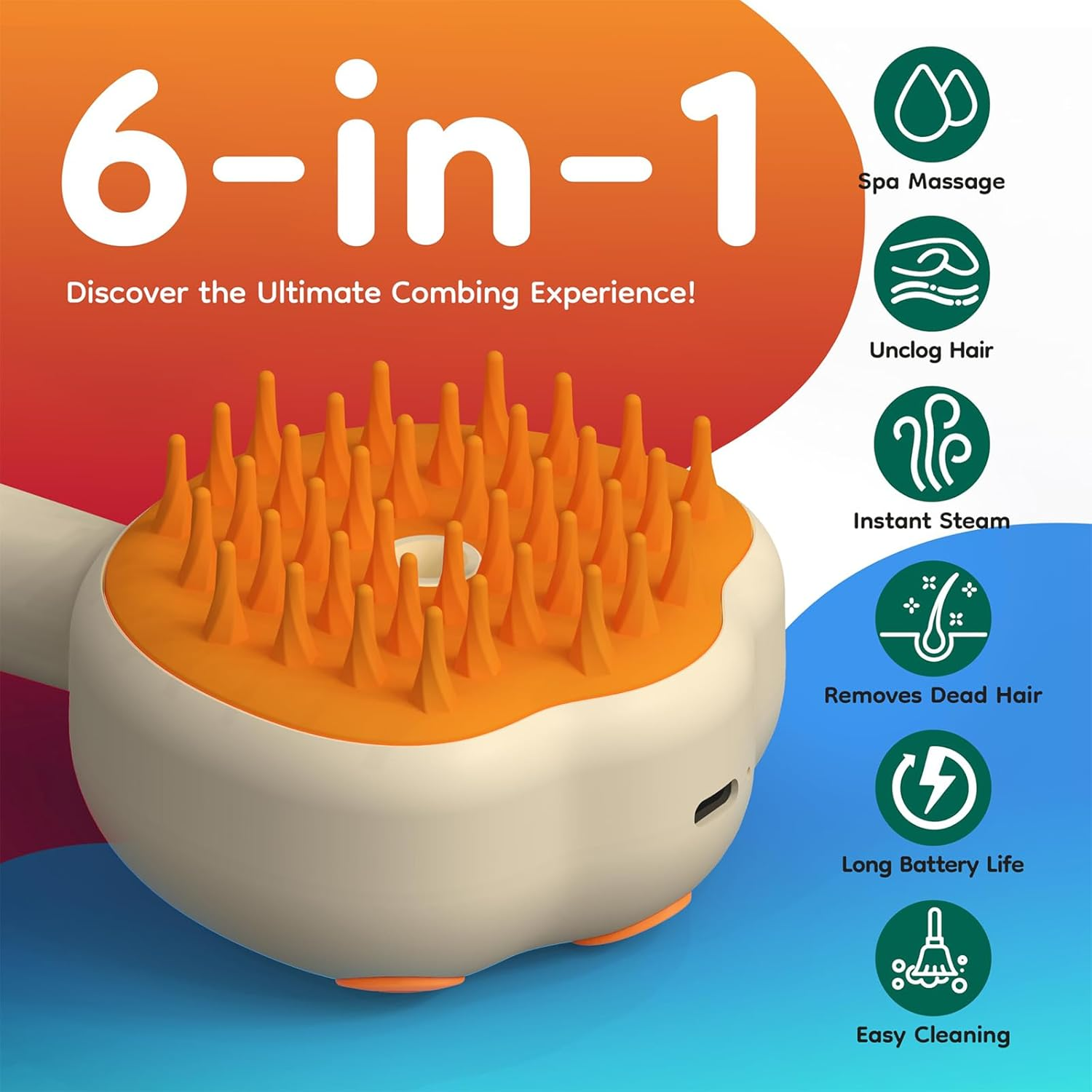 XIULIUU Cat Brush with Steam Spray, 6-In-1 Pet Hair Remover, Steamy Skin Friendly Deshedding Grooming Tool, Suitable for Shedding & Haired Pets, Anti-Static Cats & Dogs Spray Hair Removal Comb image number 3