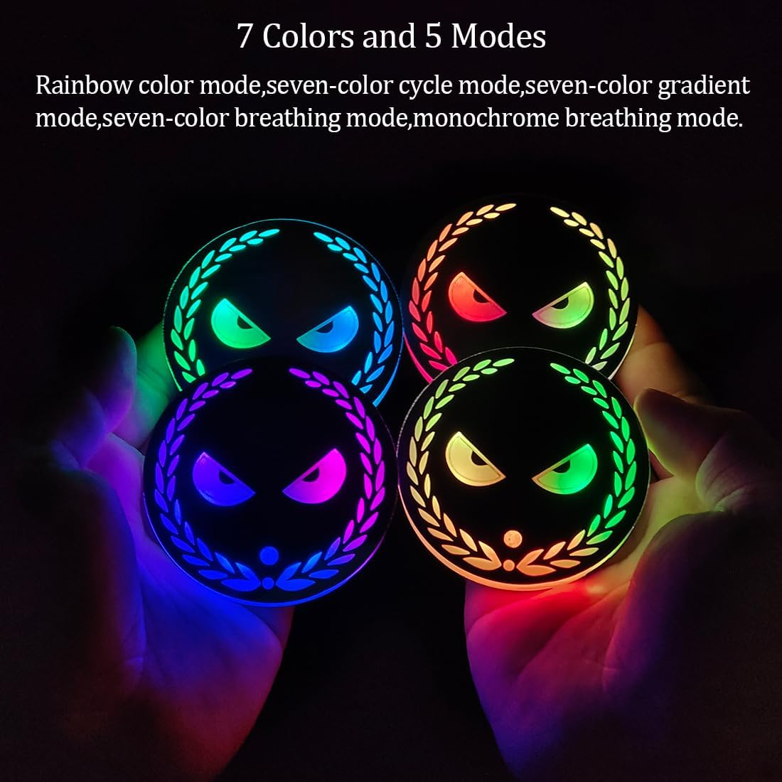 LED Car Cup Holder Lights,2 PCS USB Charging Car Coasters with 7 Colors Luminescent Light Cup Pad,Led Cup Mat for Car Decoration Atmosphere Light image number 1