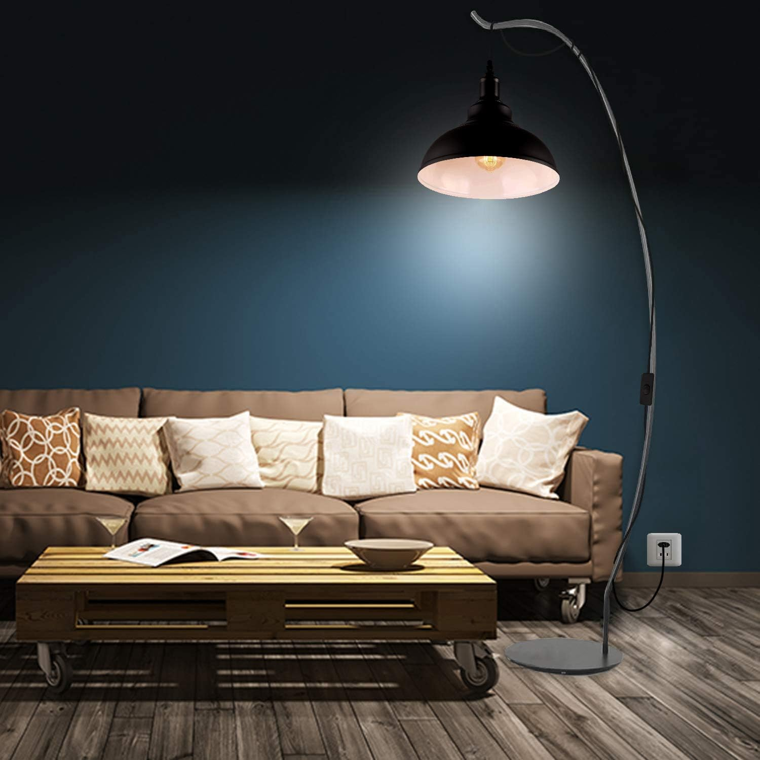 Vintage Pendant Light with Plug, E27 Fitting Ceiling Light with 4.5M Cable and Dimming Switch Dimmable Black Metal Pendant Light for Outdoor & Indoor Garden Balcony Patio Max.60W image number 5