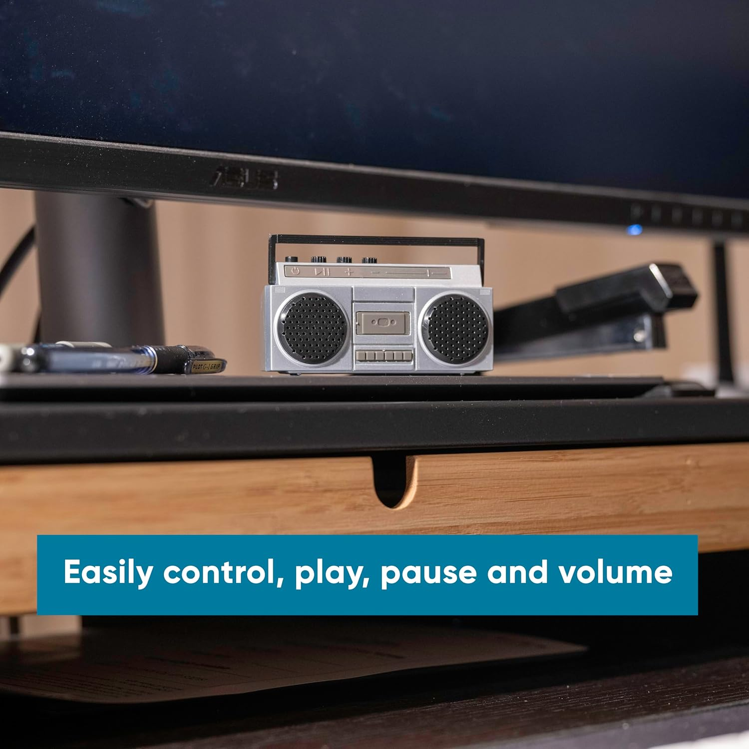 Funtime Gifts World'S Smallest Novelty Boom Box Bluetooth Speaker - Rechargeable with USB Cable image number 1