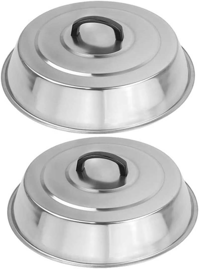 3 Sets BBQ Accessories 12 Inch round Stainless Steel Basting Cover Wok Lids- Cheese Melting Dome and Steaming Cover, Best Fits for Blackstone Camp Chef Flat Top Griddle Grill Cooking Indoor or Outdoor