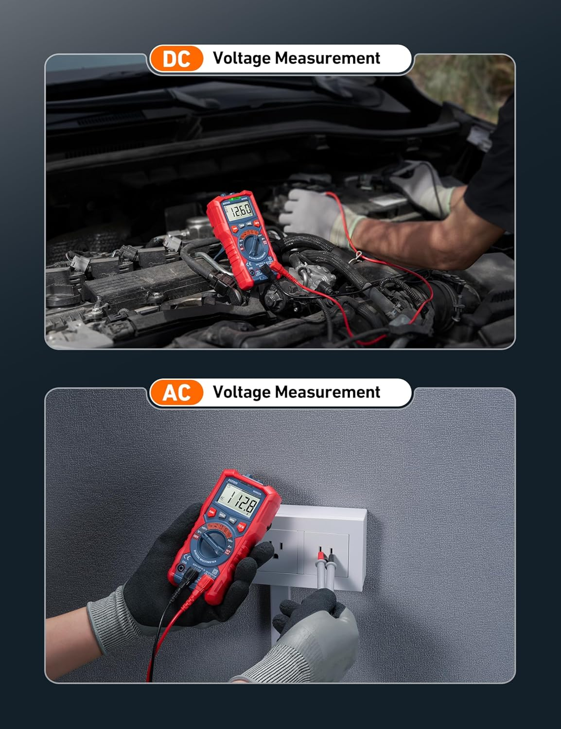 Astroai Multimeter Tester, TRMS 4000 Counts Volt Meter Auto-Ranging Ohmmeter Digital 1.5V/9V/12V Battery Voltage Tester Measure Voltage Current Resistance Diodes Continuity Capacitance with NCV image number 6
