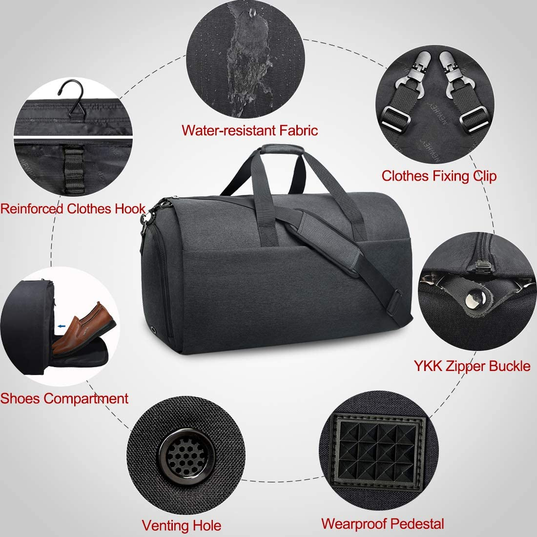 Garment Bags Convertible Suit Travel Bag with Shoes Compartment Waterproof Large Carry on Duffel Bags Garment Weekender Bag for Men Women image number 1