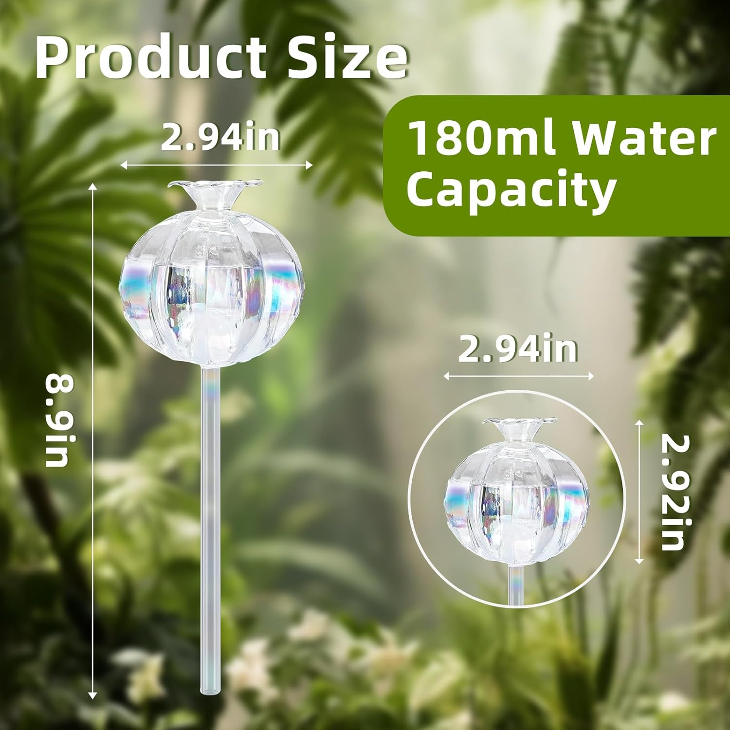 Aiiyiihii 4 Pack Plant Watering Globes, Pomegranate Shape Clear Glass Water Bulbs for Indoor Plants, Decorative Automatic Water Globes for Outdoor Plants, Glass Plant Waterer Self Watering Spikes image number 6