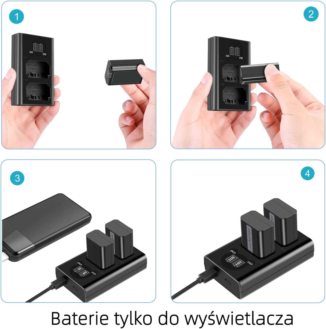 KWTOUL Dual USB Charger for Sony NP-FZ100 Battery, Compatible with Sony ZV-E1, FX3, FX30, A1, A9 II, A7R V, A7S III, A7 IV, A6600, A7C Cameras, Designed with LCD Display, Versatile Charging Options