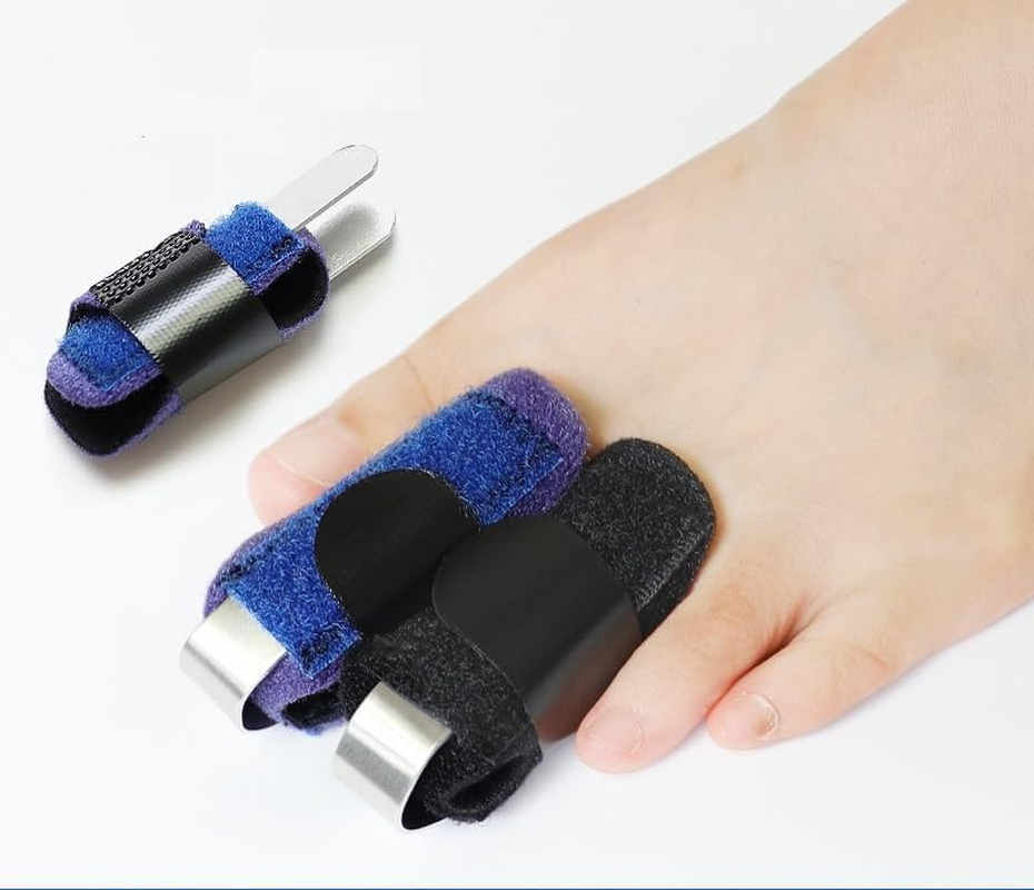 4 Pack Hammer Toe Straightener,Toe Straighteners for Curled Toes with Aluminum Plate,Blue Hammer Toe Corrector for Women and Men,Practical Support Toe Wraps (Blue, One Size) image number 1