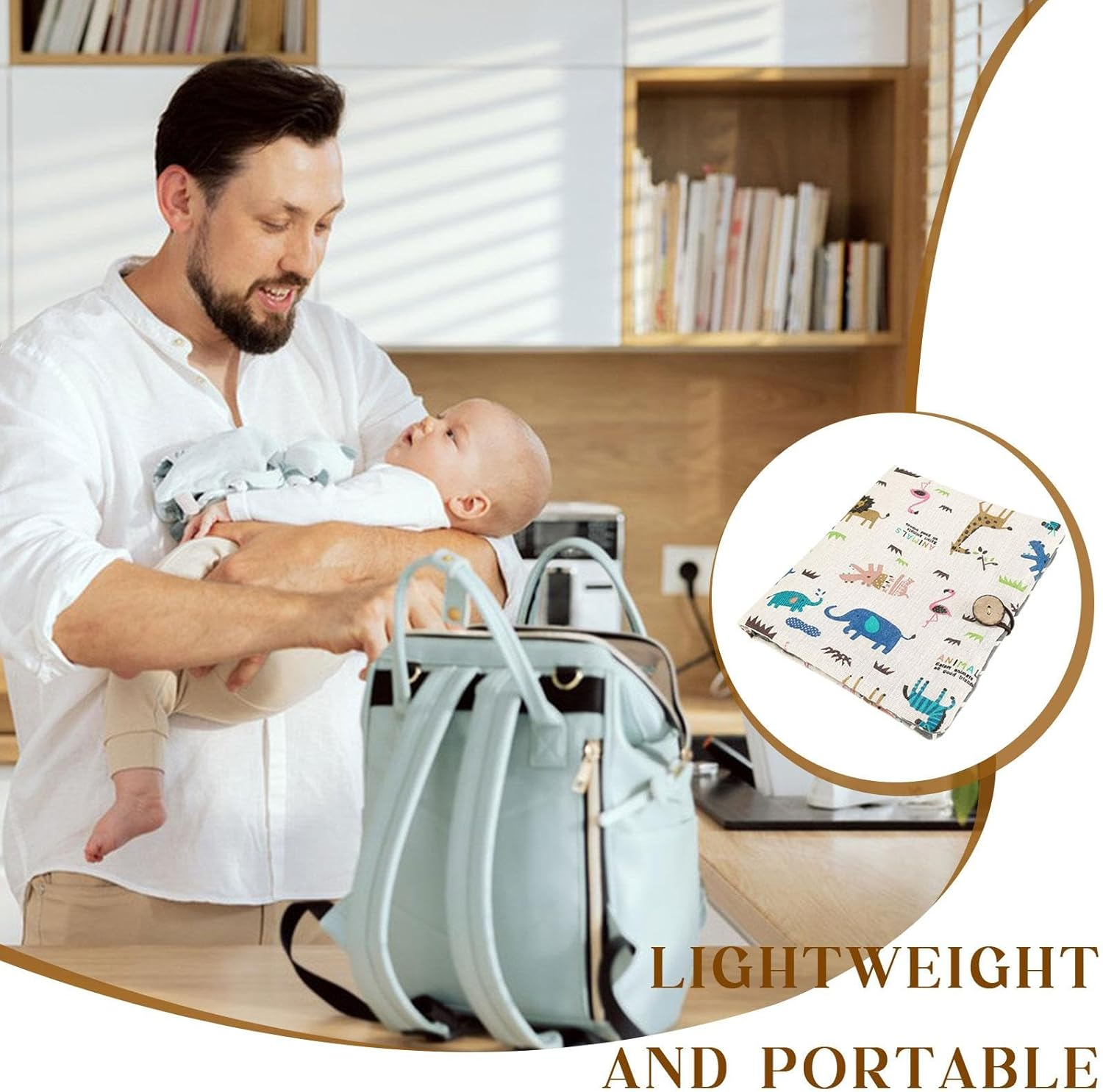 Foldable Diaper Bag, Portable Diaper Pouch, Multipurpose Diaper Pouch, Washable Diaper Bag Organizer Tote, Reusable Pouch for Baby Including Wipes, Toys, and Bottles, 22X18X2 Cm, image number 1