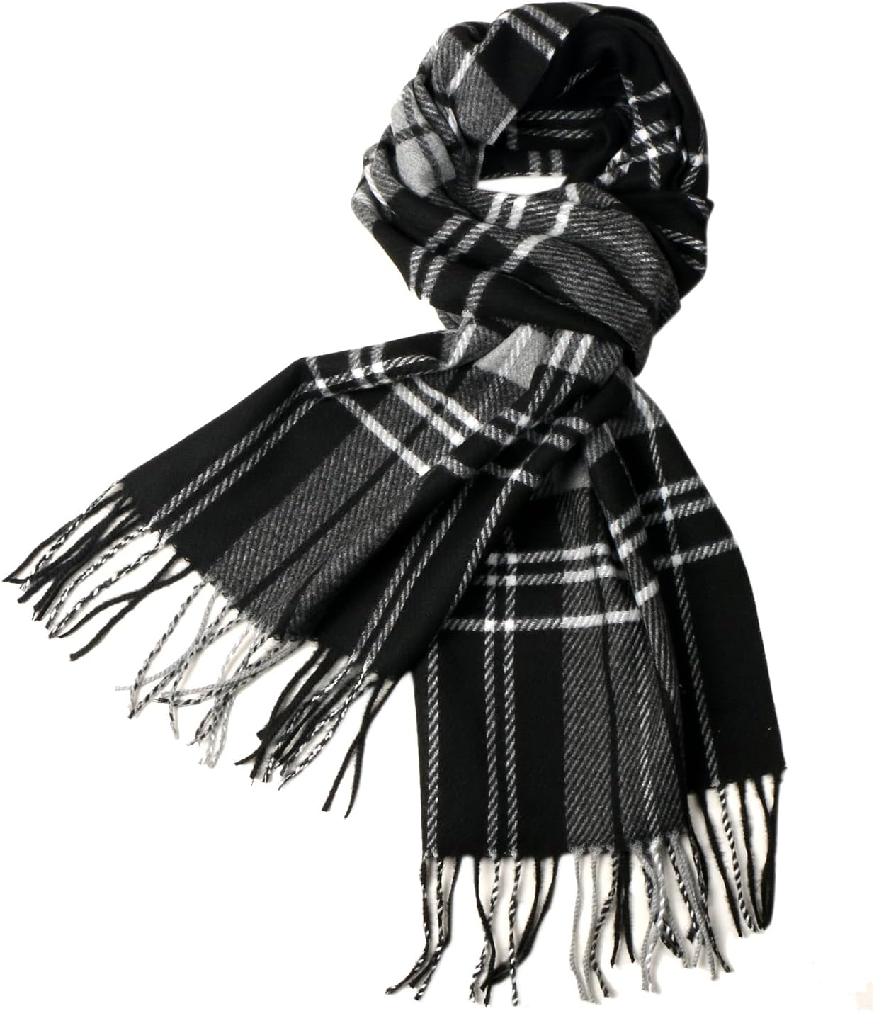 Herringbone Houndstooth Checked Pattern Cashmere Feel Classic Soft Luxurious Winter Scarf for Men Women