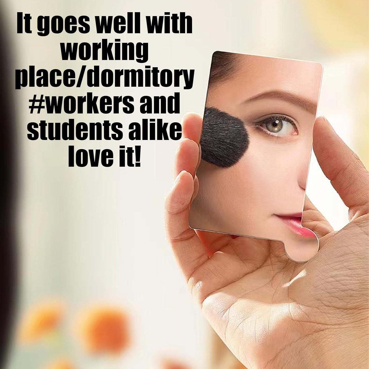 Shatterproof Stainless Steel Compact Mirror Unbreakable Makeup Mirror - Square Pocket Mirror with PU Leather Case Cover, Portable Purse Mirror, Travel Mirror Handheld Mirror for Women, Girls, Purse image number 3