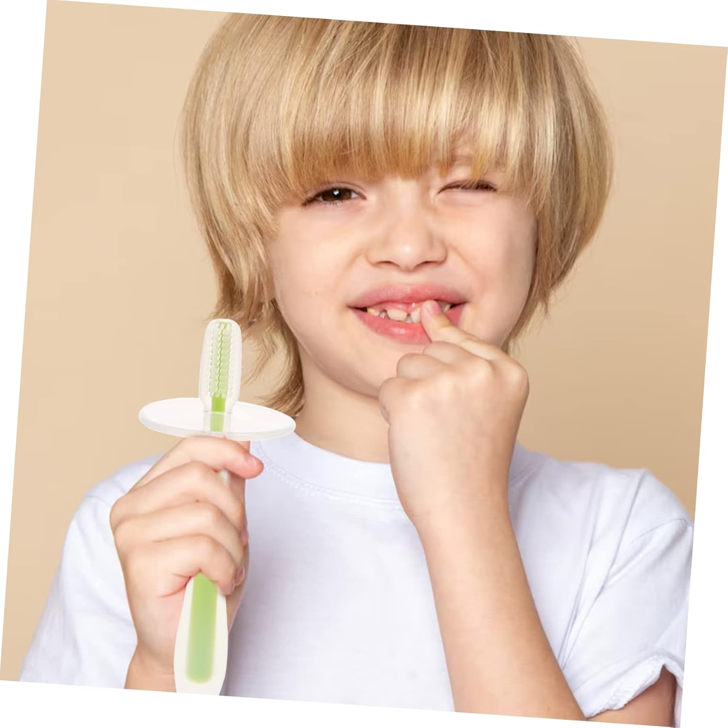 LIFKOME 4Pcs Silicone Baby Toothbrush Set Suction Base Soft Bristles Toddler Oral Cleaner for Newborns Infant Oral Care in Pink Yellow Green Blue image number 6