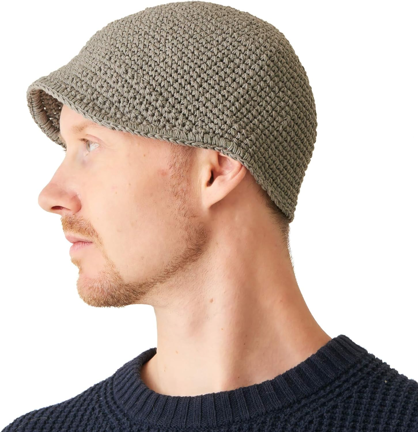CHARM Mens Kufi Beanie Hat - Billed Skull Cap Cotton Chemo Hat Sensitive Skin