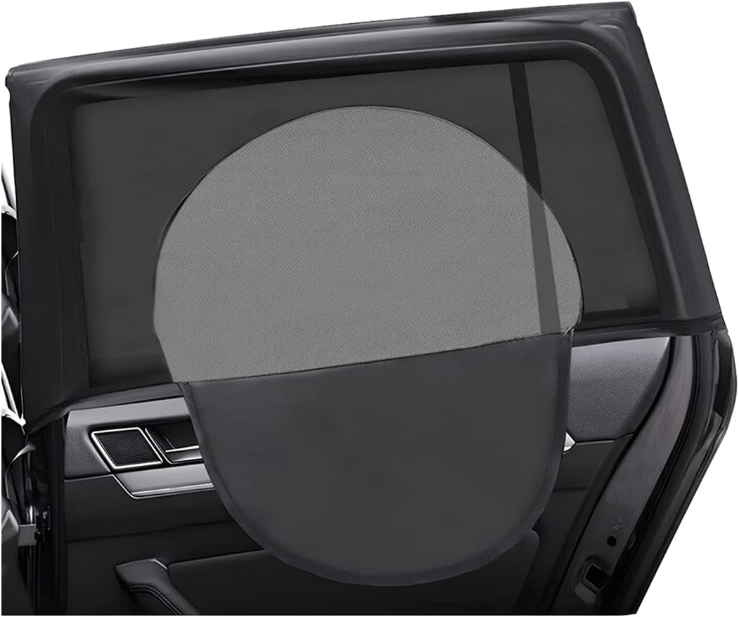 Loyaforba 2Pcs Car Window Shade, Zipper Breathable Side Sun Mesh, Auto Stretchy Front Rear Curtain Rays Cover Screen for Baby, Universal Vehicle Camping Privacy Protection (Rear/35.4''&times;20.5''), Black image number 3