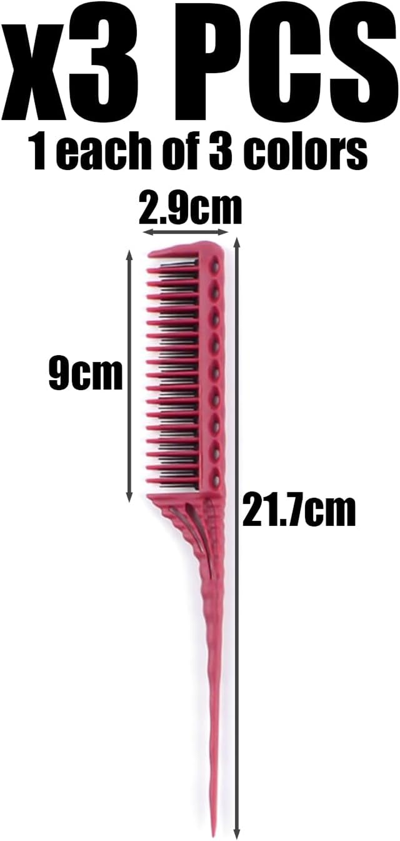 3 Pieces Plastic Comb, Hair Salon Tool, Styling Comb, Hair Styling Tool, Hair Fighter Tool image number 1