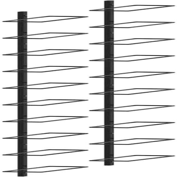Vidaxl 2Pcs Wall-Mounted Powder-Coated Metal Wine Racks in Black, Holds up to 20 Bottles