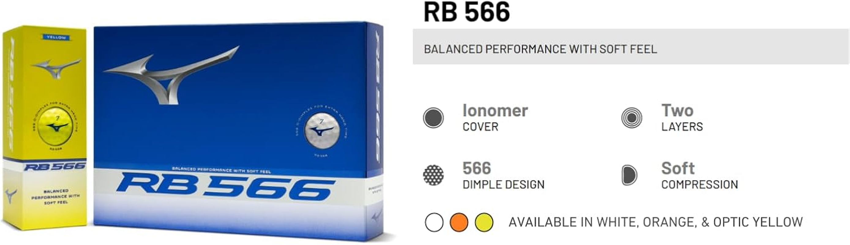 Mizuno 2024 RB 566 Golf Balls - White image number 6