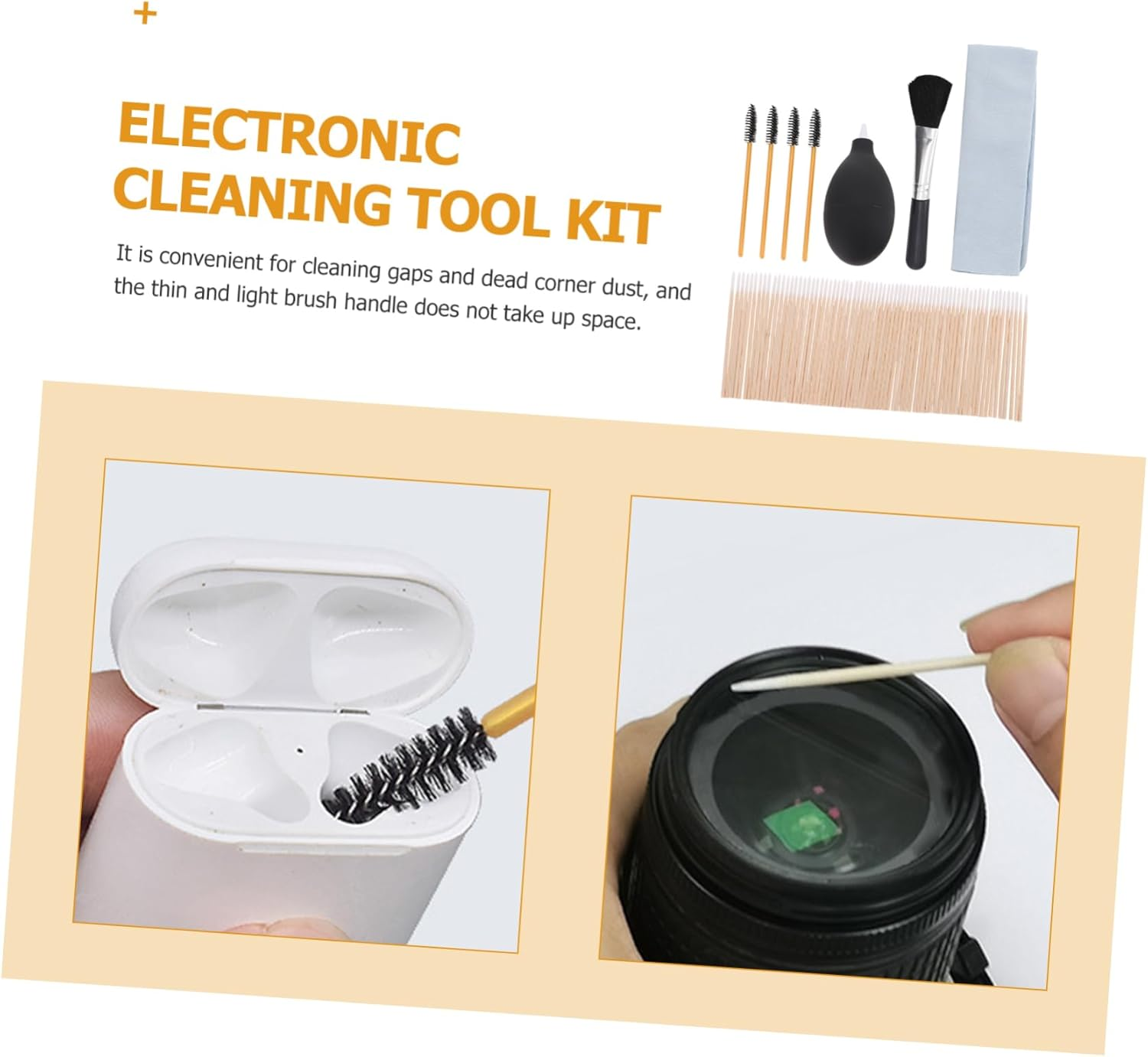 OKUMEYR Earphone Cleaning Brush Set for Headphones Kit with Soft Brush Cotton Swabs Air Blower and Wiping Cloth Compact Lightweight Design for Dust and Debris Removal Earbuds And image number 6