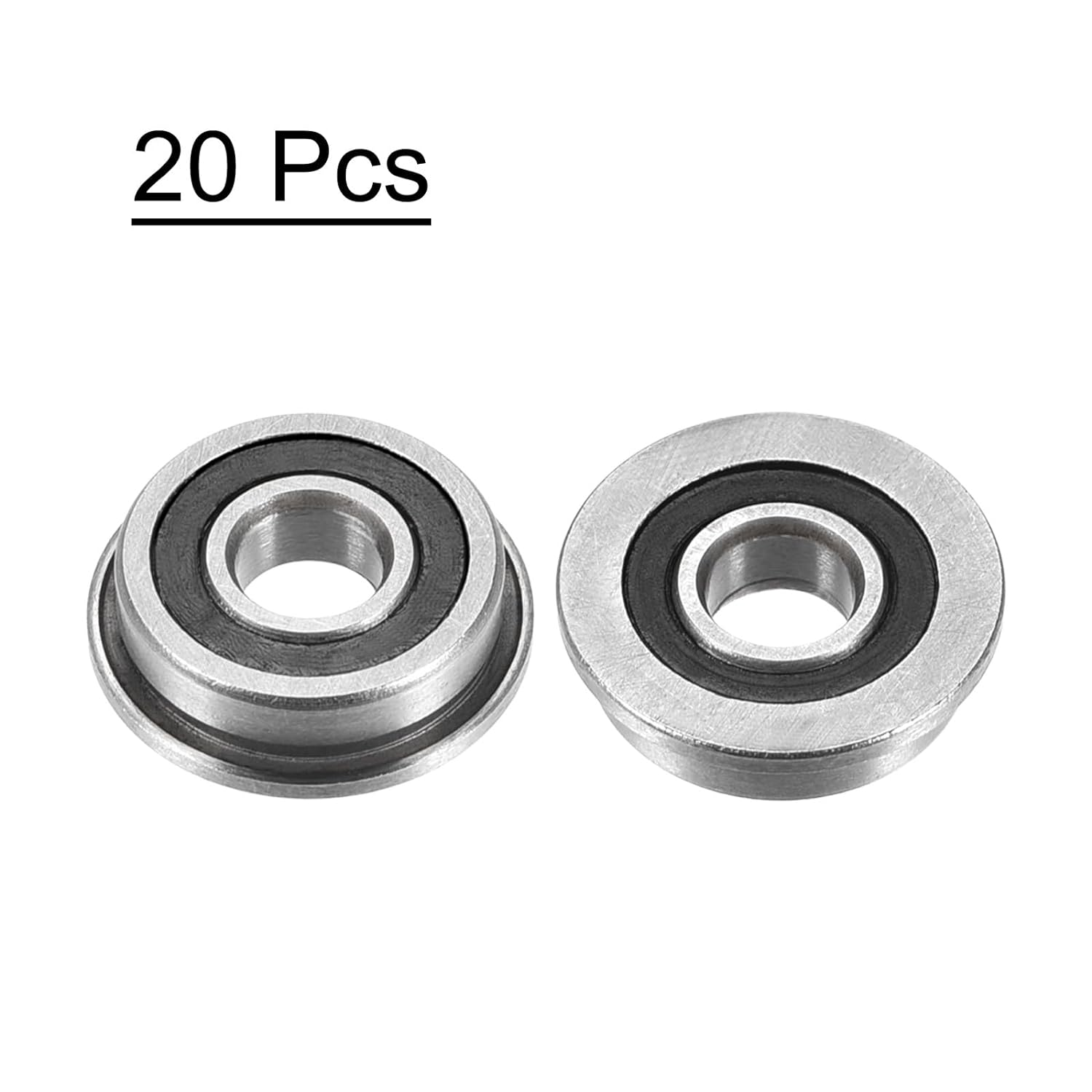 Uxcell F695-2RS Flanged Ball Bearing 5X13X4Mm Double Sealed Chrome Steel Flange Bearings, 20Pcs image number 2