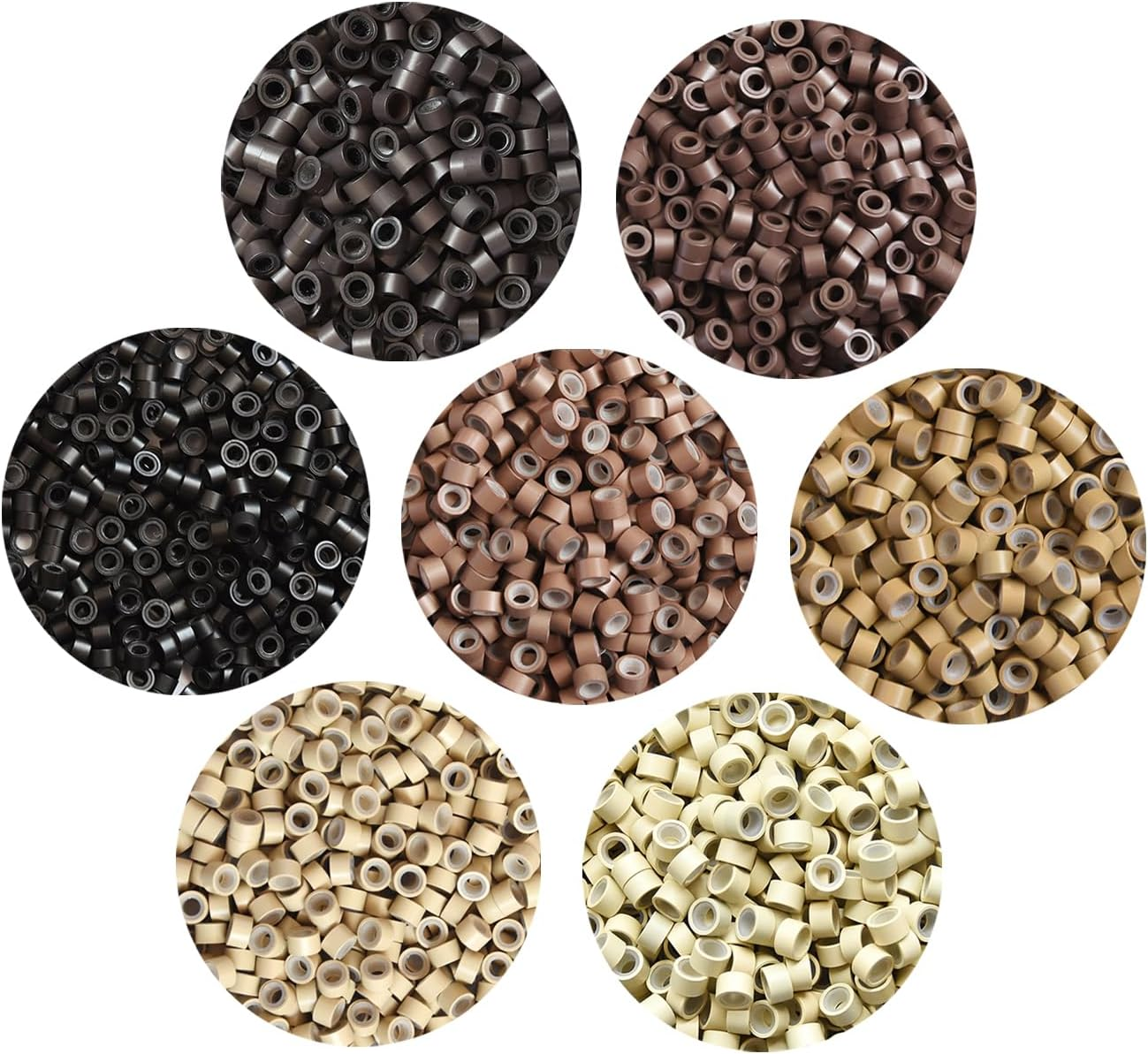 500Pcs 5.0X3.0X3.0Mm Silicone Micro Rings Links Beads for Hair Extensions (Light Brown) - Blonde image number 4