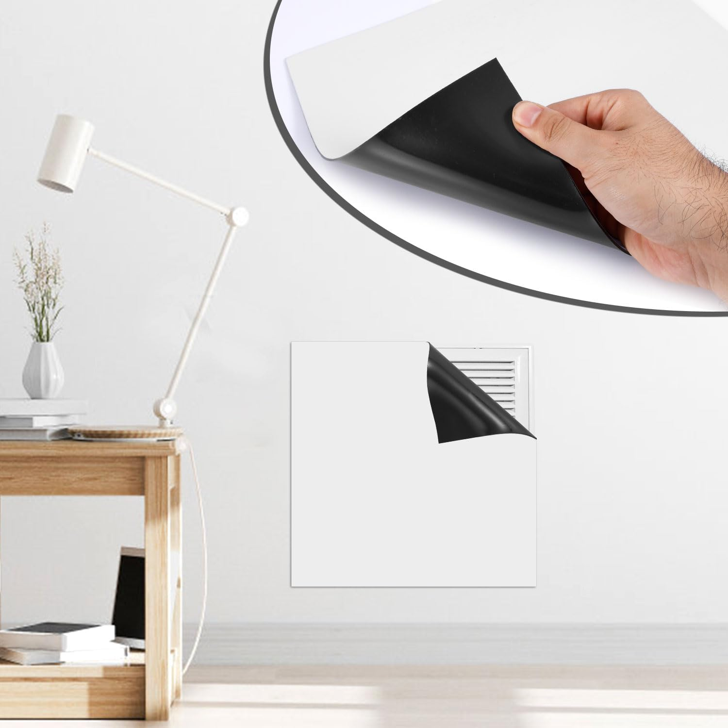 4Pcs Square Magnetic Vent Covers, 8X8 Inch High Strength Magnetic Vent Covers for Ceiling Air Vent Covers for Home Floor Ceiling Wall AC HVAC image number 2
