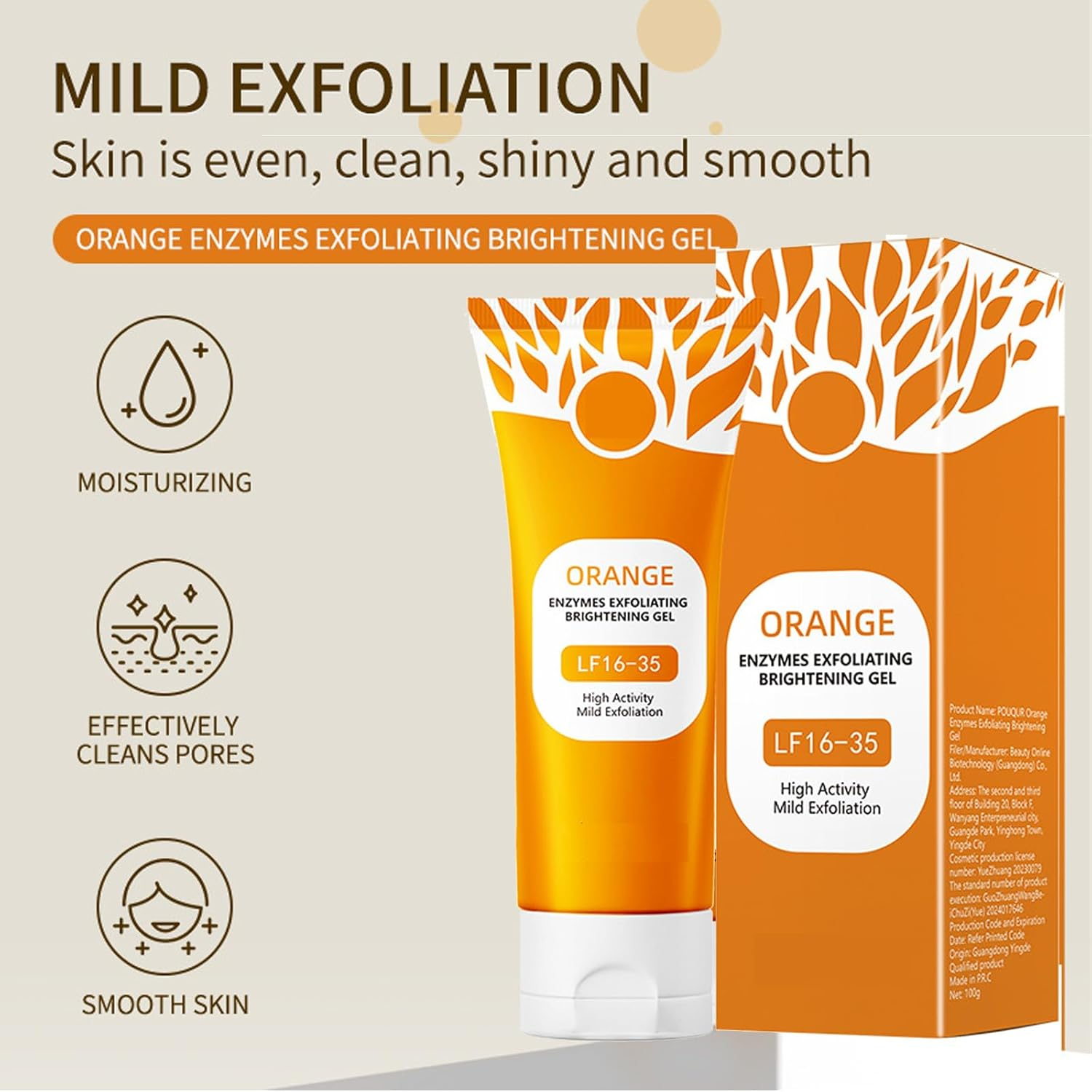 Orange Enzyme Exfoliating Gel - Deep Pore Cleansing Orange Peeling Scrub, Remove Blackheads & Moisturize, Gentle Facial and Body Exfoliate for All Skin Types, Daily Skin Brightening & Smoothness Boost image number 5