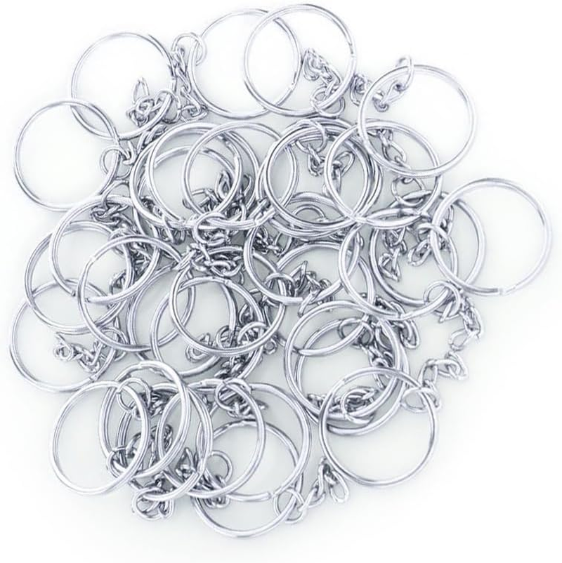 100Pcs Metal Split Key Chain Rings with Chain Silver Key Ring and Open Jump Rings Bulk for Crafts DIY (1"/25Mm) image number 3