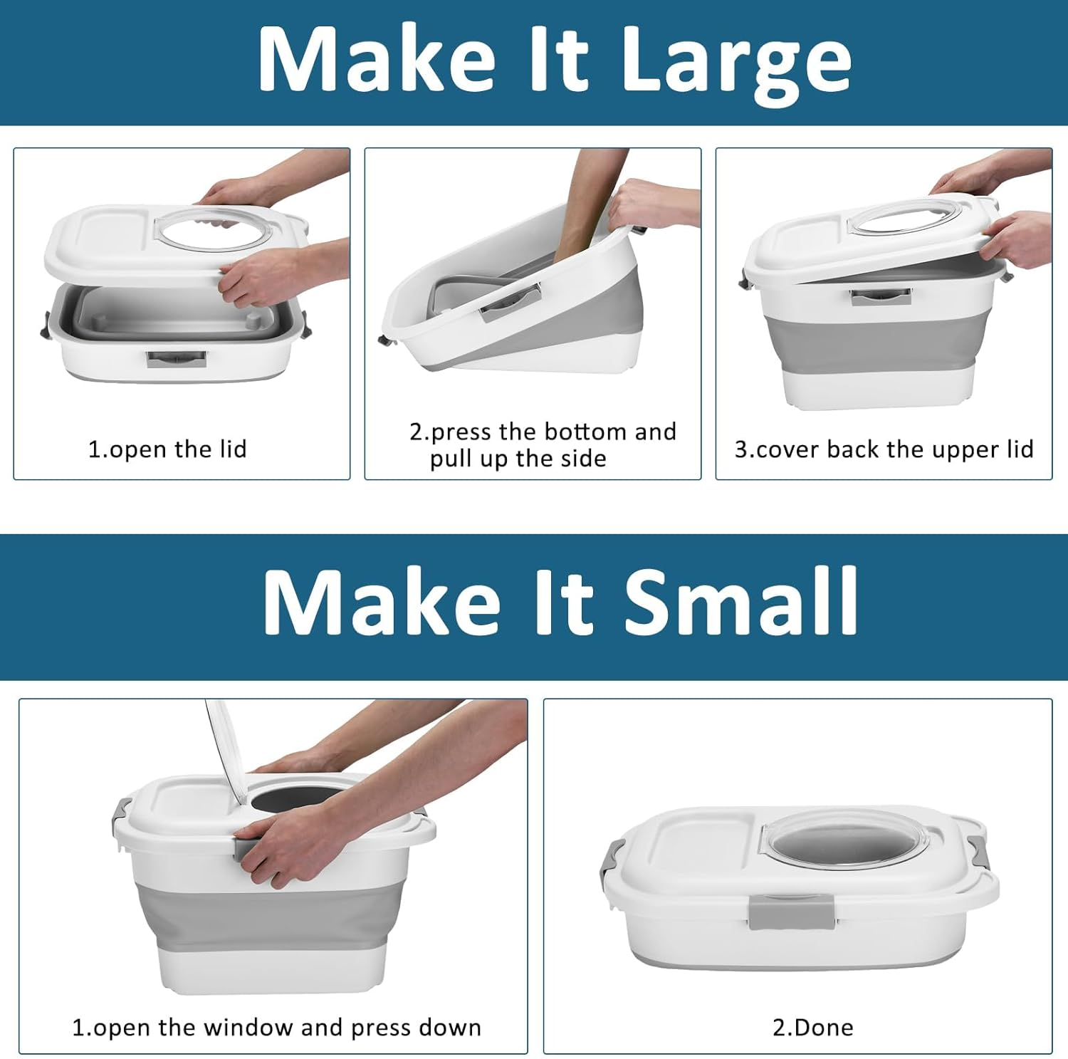 Dog Food Storage Container, 5~20 Lb Collapsible Dog Food Storage Containers with Lids Airtight, Pet Food Scoop,Measuring Cups, Rolling Wheels & Handles, Keep Dry Dog/Cat/Bird Food Fresh,Easy to Move ﻿ image number 3