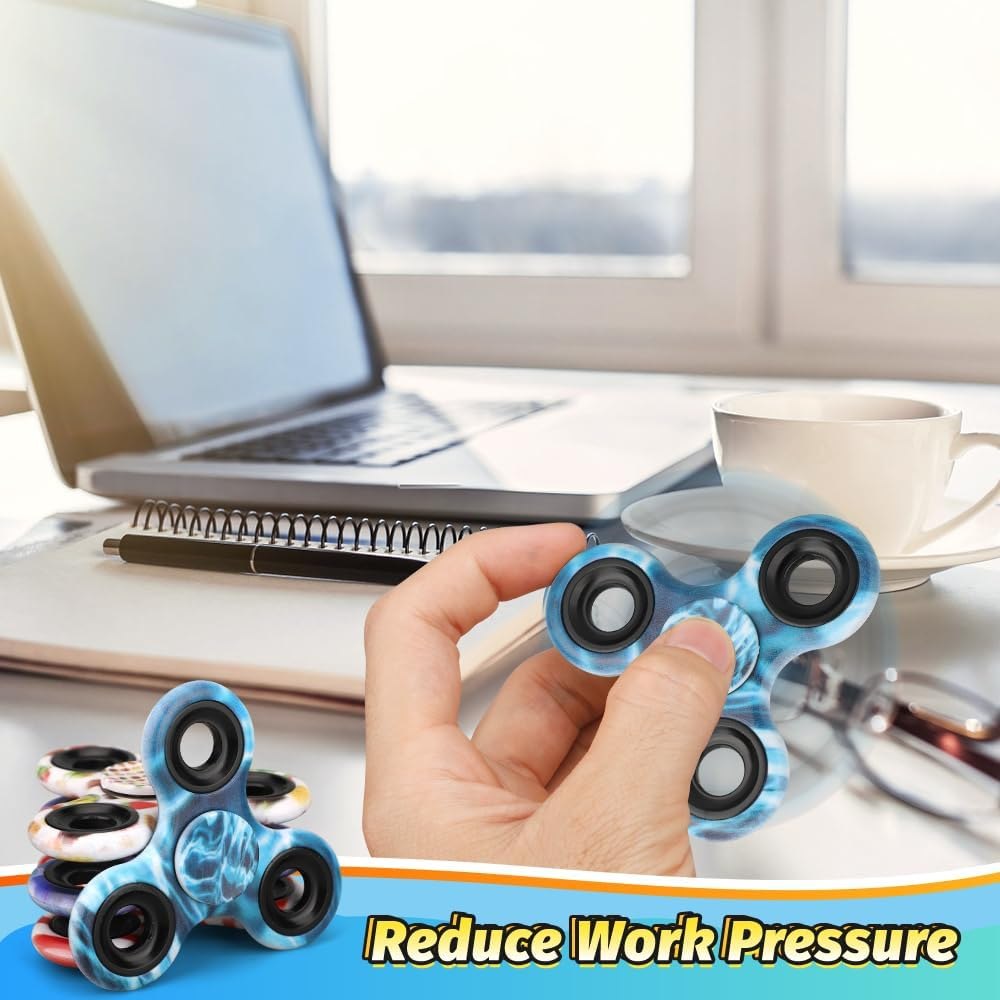 12PCS Fidget Spinner Toy Pack for Kids Adults, Metal Tri-Spinner Fidget Toy Set, Sturdy Hand Spinner for Stress Relief, Christmas Halloween Party Supplies Goodie Bag Stuffers Classroom Prizes image number 2