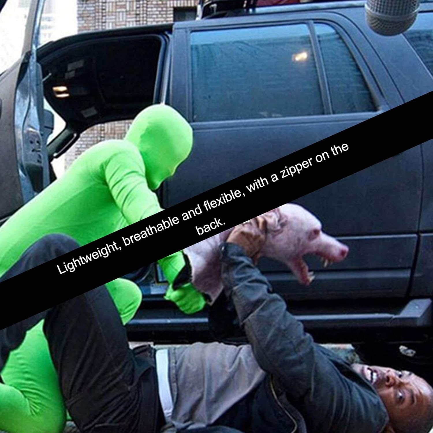 Green Full Bodysuit Men Spandex Stretch Adult Costume Chromakey Disappearing Zentai Unisex Greenman Body Suit for Photo Video Photography Effect, Spandex Stretch (160Cm) - 180Cm Full Bodysuit image number 4