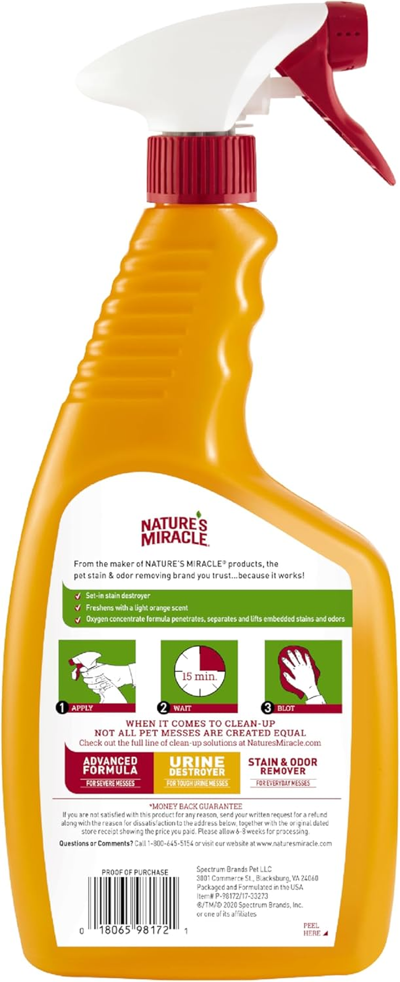 Nature'S Miracle Oxy Formula Set in Stain Destroyer for Dogs, 709Ml, Destroys Stains, Multi-Surface Cleaner, Fast Acting, Fresh Orange Scent image number 2