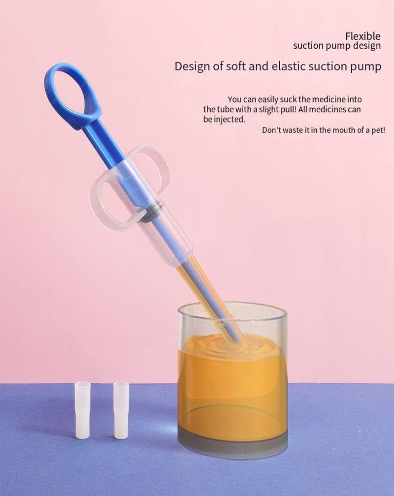 Pet Pill Dispenser Silicone Medicine Feeder Soft Tip Tablet Syringe Popper Tool Pet Medicine Shooter for Feeding Dogs Cats Animals Feeding Dogs Cats Animals (Blue, One Size)