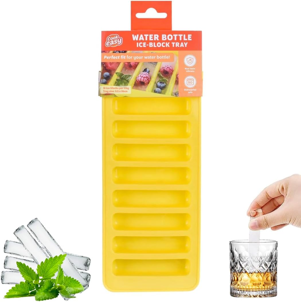 Ice Tube Making Trays, Perfect Ice Cube Sticks Molds for Small Mouth Sport Water Bottles, Long Ice Stick Tray Silicone with Lid, Rectangular Narrow Stick, Reusable Silicone Ice Stick Tray (2-Count)