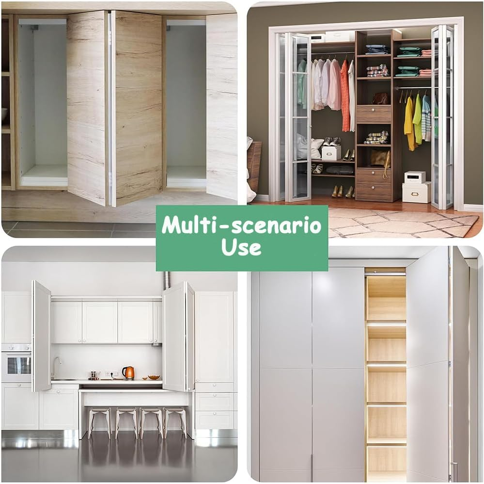 Folding Door Hardware Repair Kit-Bifold Closet Door Replacement Parts for 7/8" to 1" Track-Includes Top & Bottom Pivot,Bracket,Guide Wheel-Fix Sliding Wardrobe Doors (2, Clear)