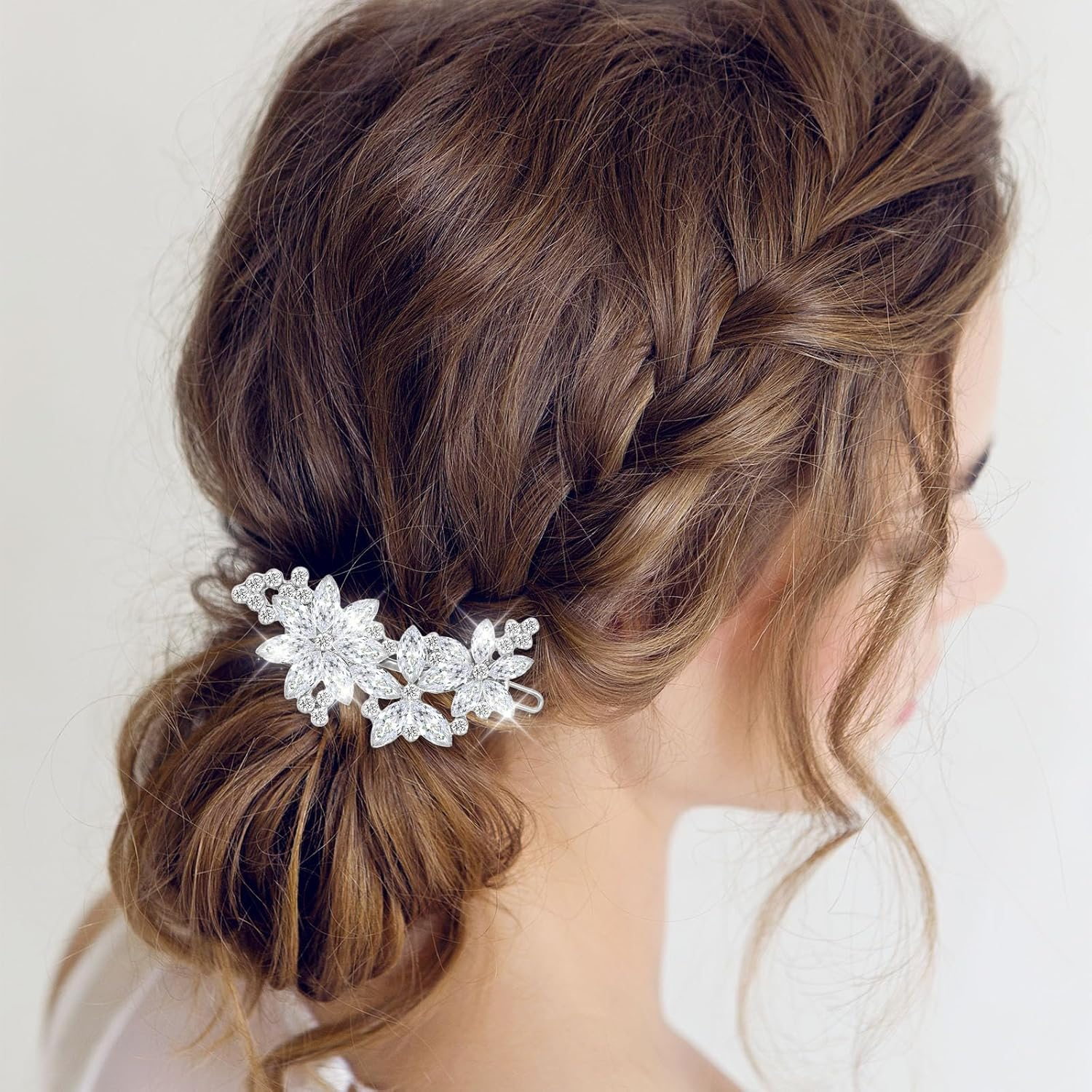 Ouligay 2 Pcs Rhinestone Hair Clips,Silver Crystal Barrettes for Women,Fancy Hair Clips for Women,Hair Accessories for Women Wedding,Decorative Hair Clips for Daily Prom image number 2