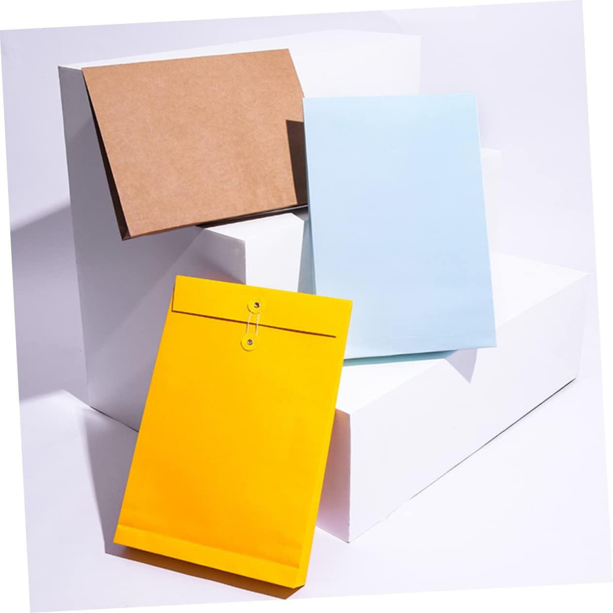 Happyyami 6Pcs A4 Kraft Paper File Bags 24X34X4Cm Structured Bottom Document Carriers Business Paper Organizer Holders Office Stationery Storage