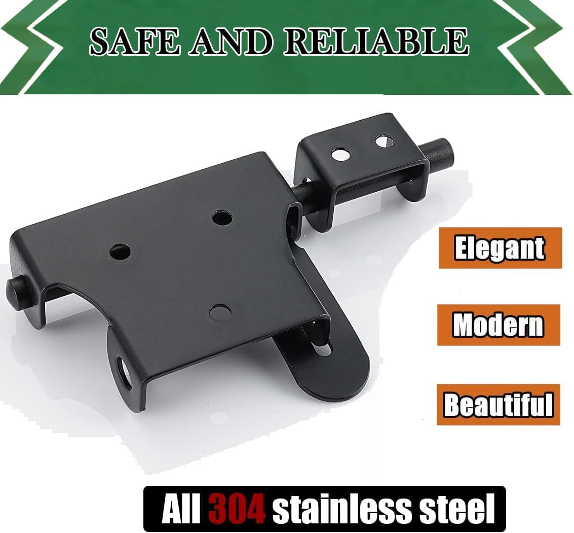 Ziyuya Gate Latch Bolt Lock Padlock Slide Gate Locks Barrel Bolts Door Lock Hardware for Shed Wooden Fences Barn Yard Doors Outdoor Latch 6 Inch (Black)