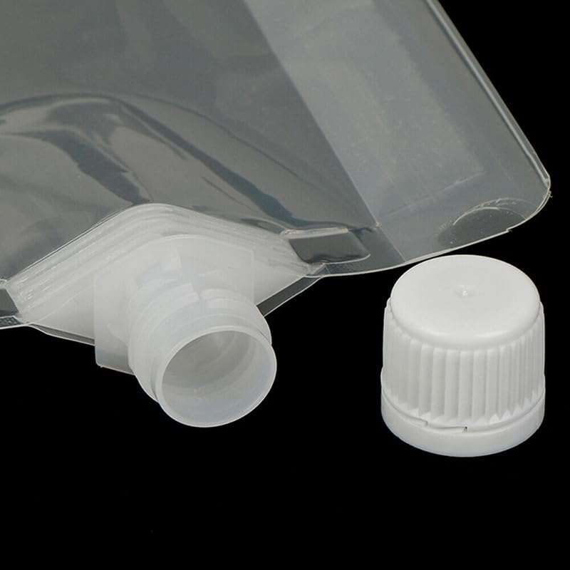 AIMALL 20-Pack Transparent 250ML Plastic Flask Pouches with Spout | Leak-Proof & Durable Beverage Bags with Caps | Ideal for Alcohol, Juices, and Liquids at Events image number 5