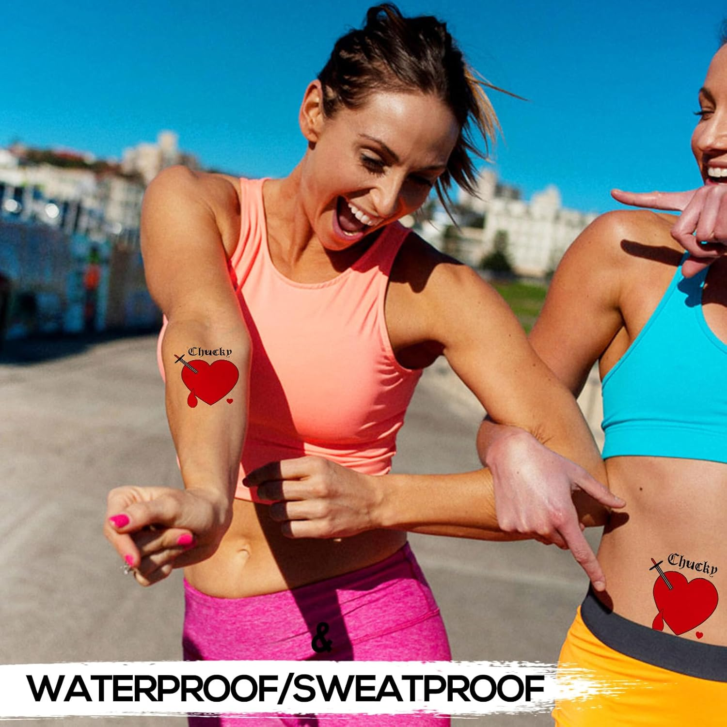 Bride of Chucky Heart Temporary Tattoos, 7-Pack Chucky Heart Tattoo Stickers, Perfect for Halloween Costume Parties and Cosplay image number 5