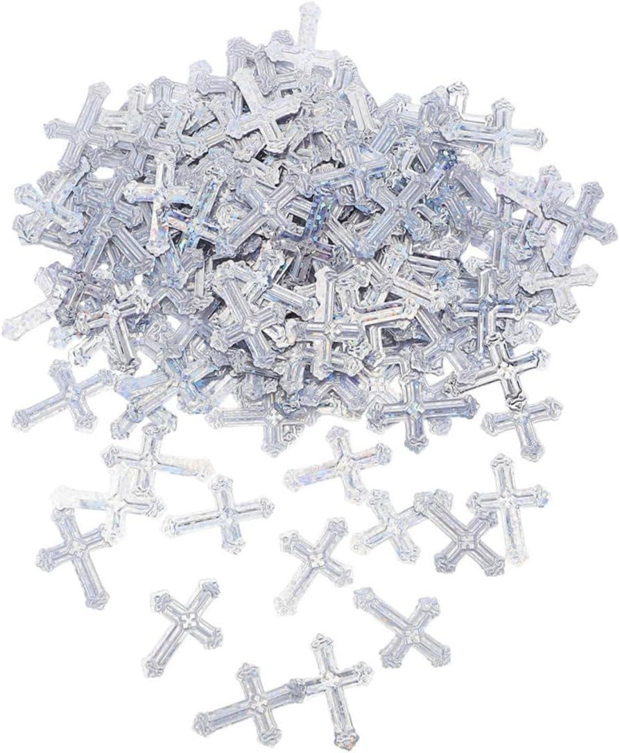 Sparkly Cross Confetti for Christening Decorations Baptism and Religious Ceremonies Colorful Metallic Table Scatter with for Elegant Festive Atmosphere and Easy Cleanup
