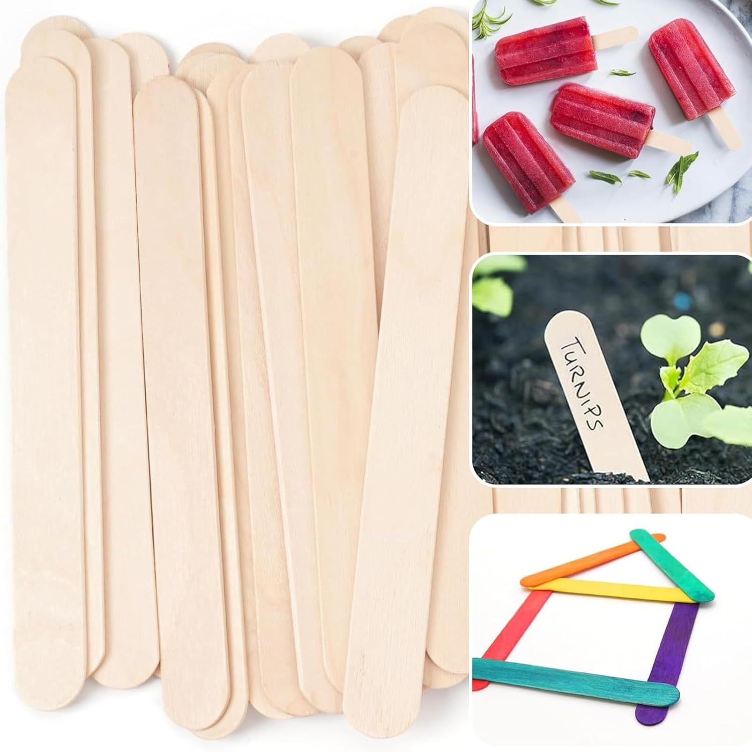 100 Pcs Waxing Sticks Assorted Wax Applicator Sticks for Body Legs Face Wood Craft Sticks for Body Hair Removal, Tongue Depressors, Popsicle Sticks image number 6