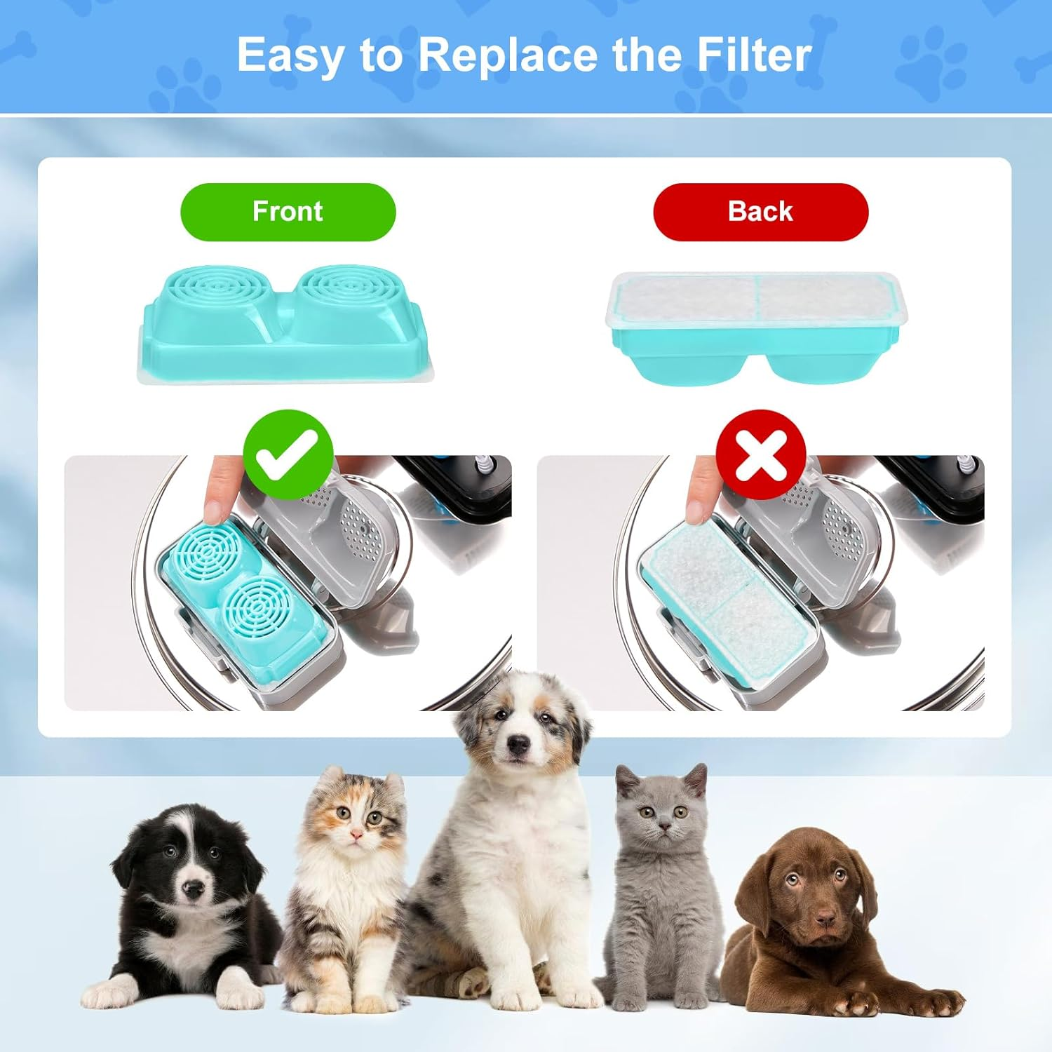 Sanklev 3 Pack Cat Water Fountain Filters for 3.2L Wireless Cat Water Fountain,Cordless Pet Fountain Replacement Filters image number 2
